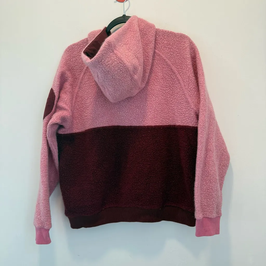 Outdoor Voices MegaFleece Half-Zip Hoodie in Truffle Pink Burgundy, Size Small - Image 5