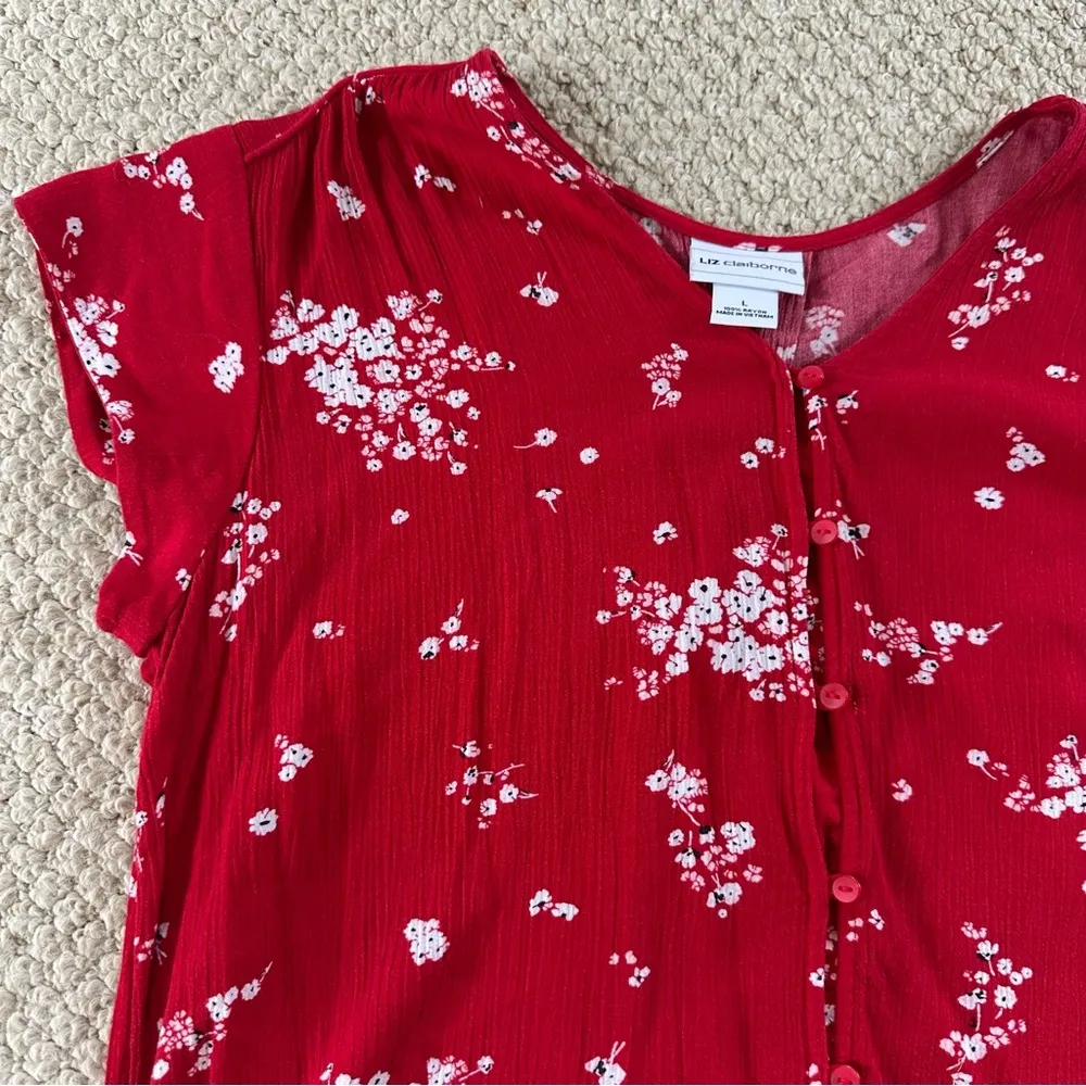 Liz Claiborne Red floral top - Image 2