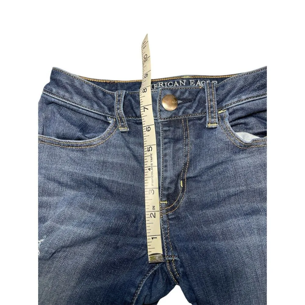 American Eagle Jeggings Womens Size 4 Long Jeans Super Stretch Denim Distressed - Image 12