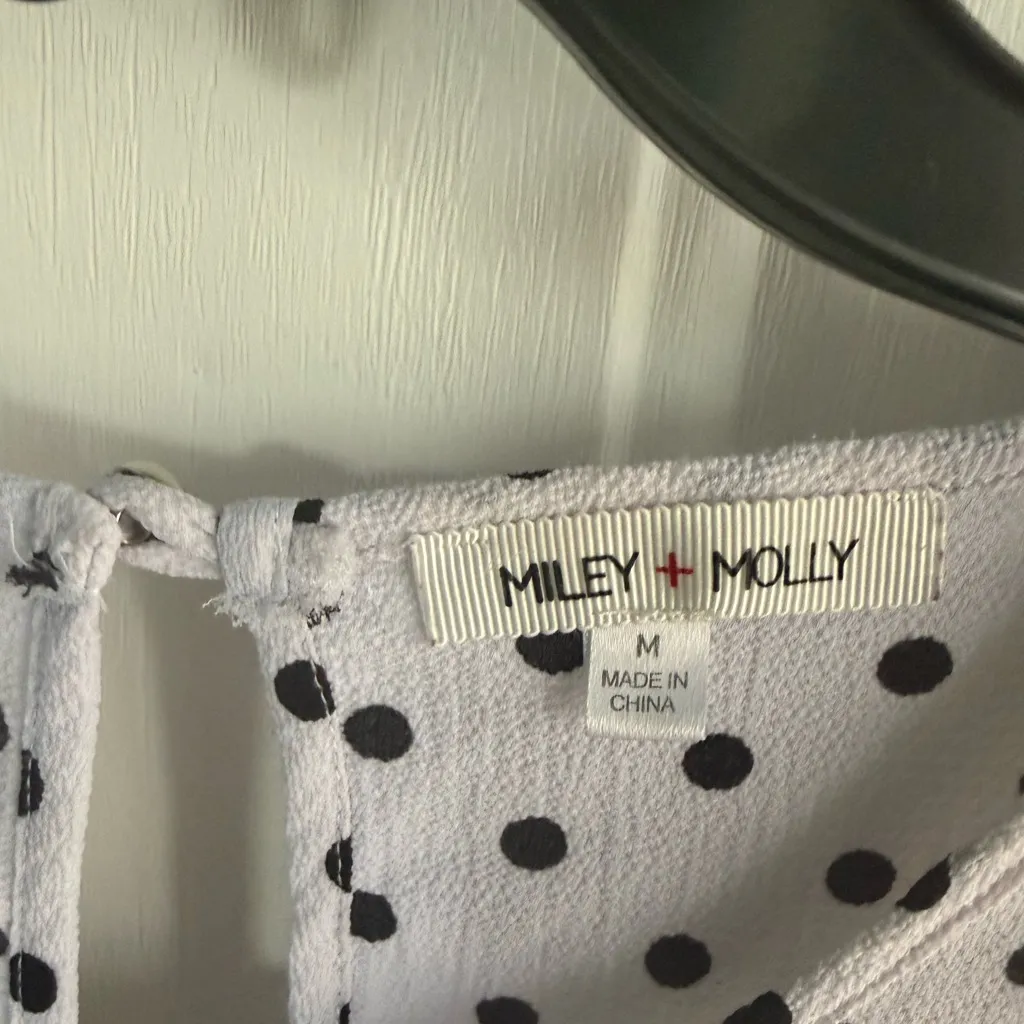 MILEY + MOLLY Polka Dot Long Sleeve Corset Waist Blouse Women’s 🖤Size M🤍 Black Size M - Image 2