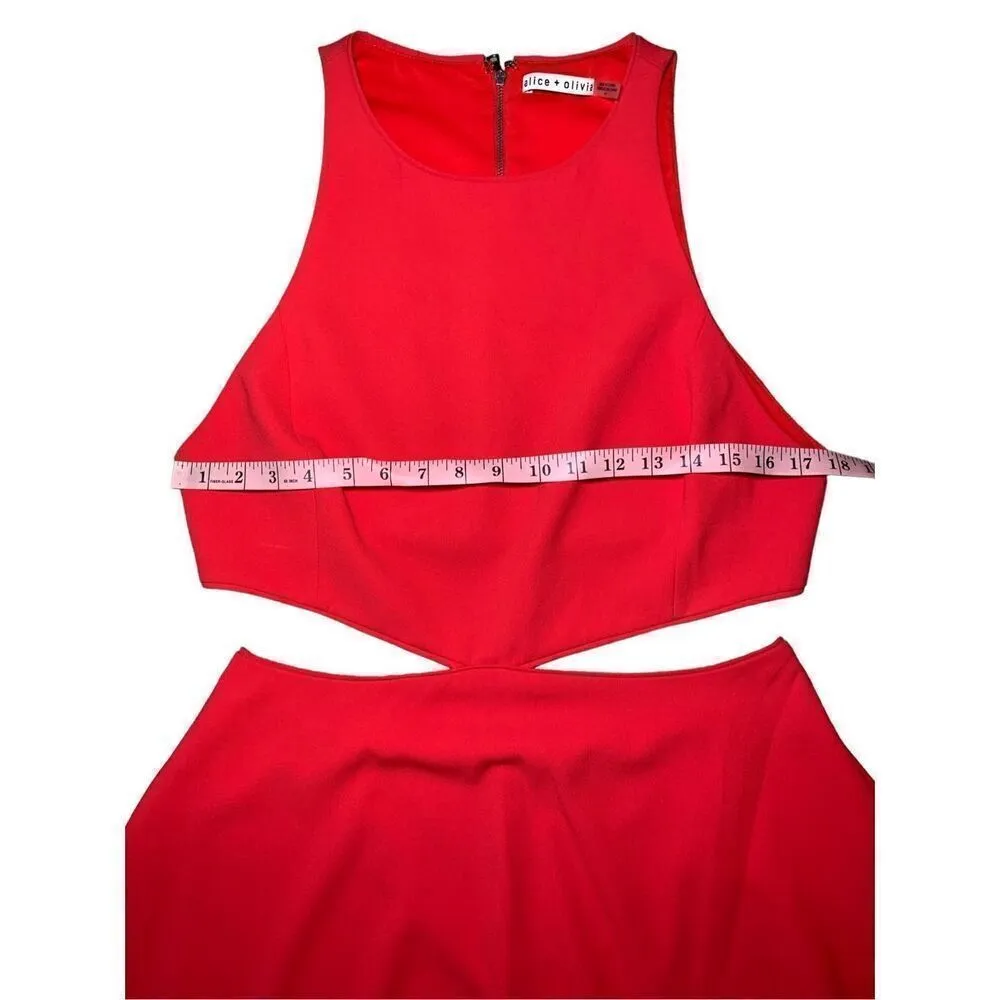 Alice+Olivia Red Cara cut-out flare mini dress - Image 11