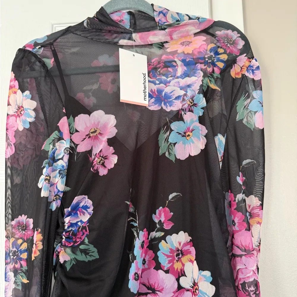 Motherhood Black Floral Mesh Maternity Dress NEW - Image 3