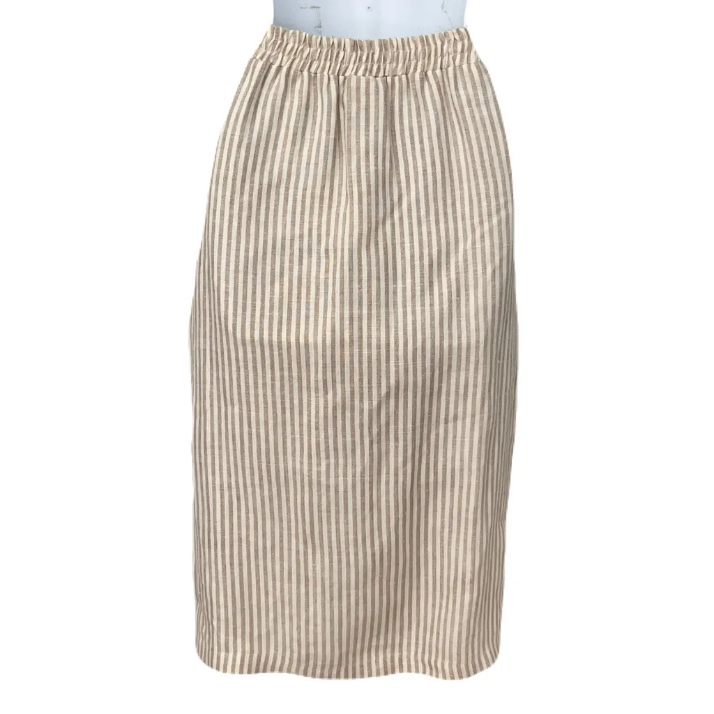 Vintage AP Collection 100% Linen Beige Striped 2 - Image 6