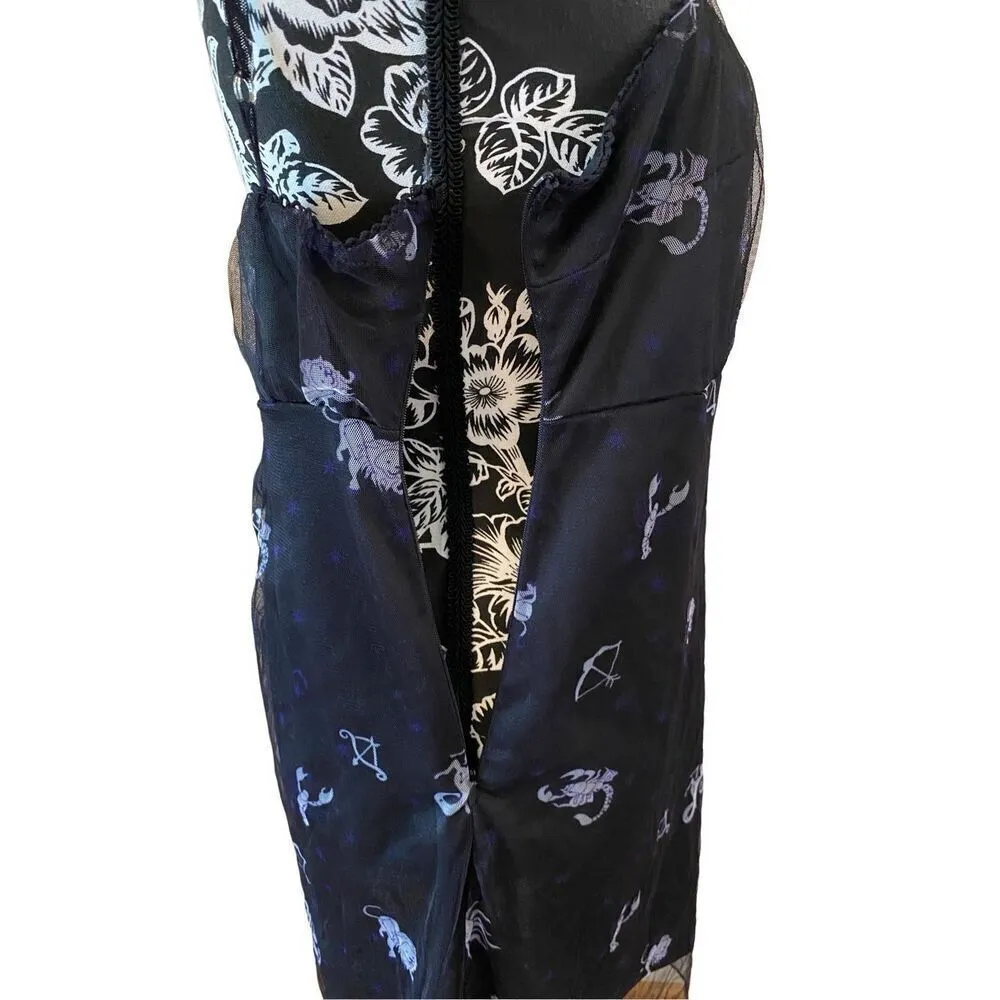 Zaful Y2K Zodiac Astrology Mesh Mini Dress Formal Workwear Cocktail Career - Image 8