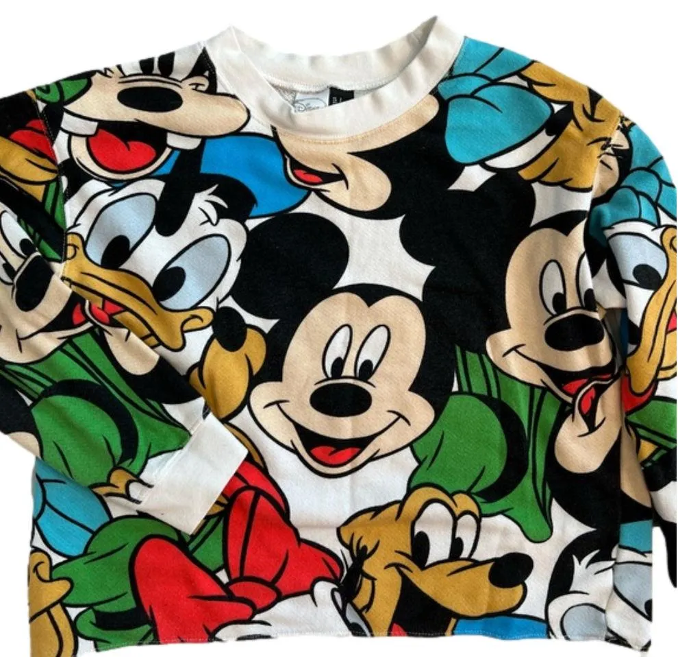 Disney characters sweatshirt Mickey Donald Goofy Size S EUC - Image 2