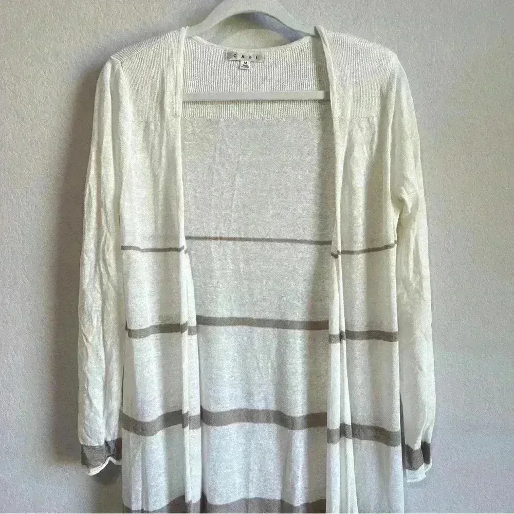 CAbi Women's Taupe Beige Bon Voyage Riviera Linen Blend Duster Sweater, Size M‎ - Image 8