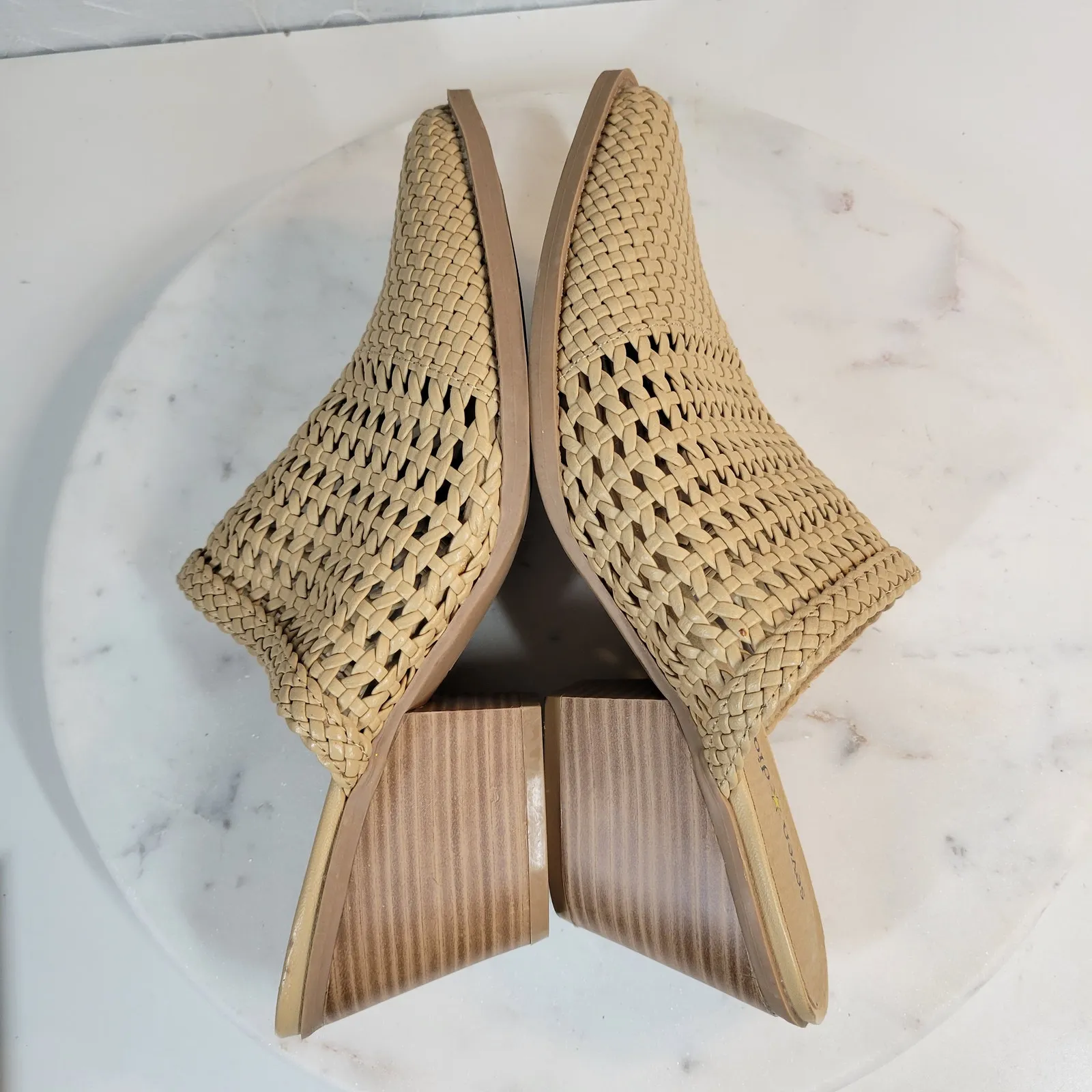 Seven Dials Womens Mule Heels 8 Brown Cognac Woven Quinton Pointed Toe Clogs - Image 5