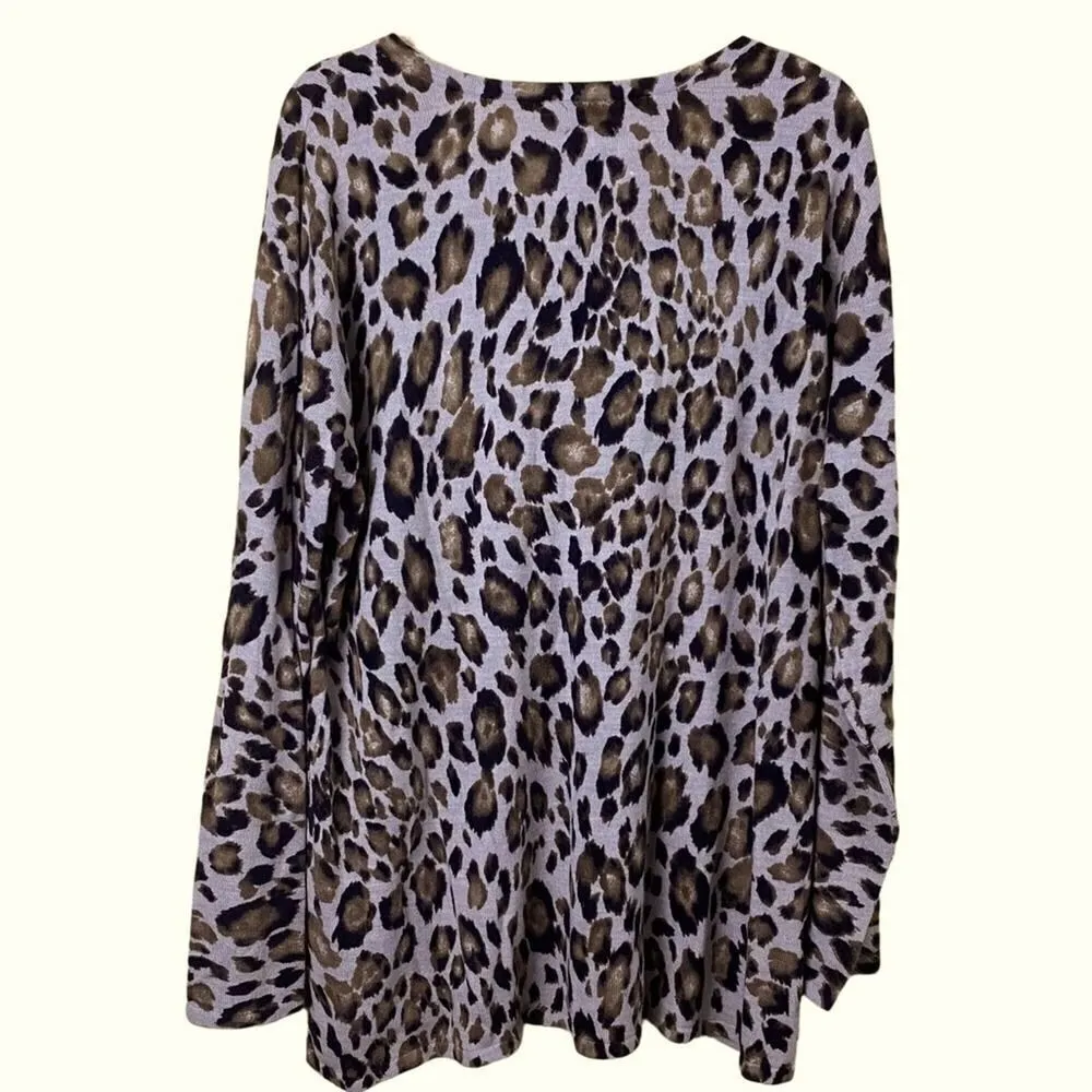 ADDICTIONS by Chico’s Animal Print V Neck Sweater Size Large 3 - Image 3
