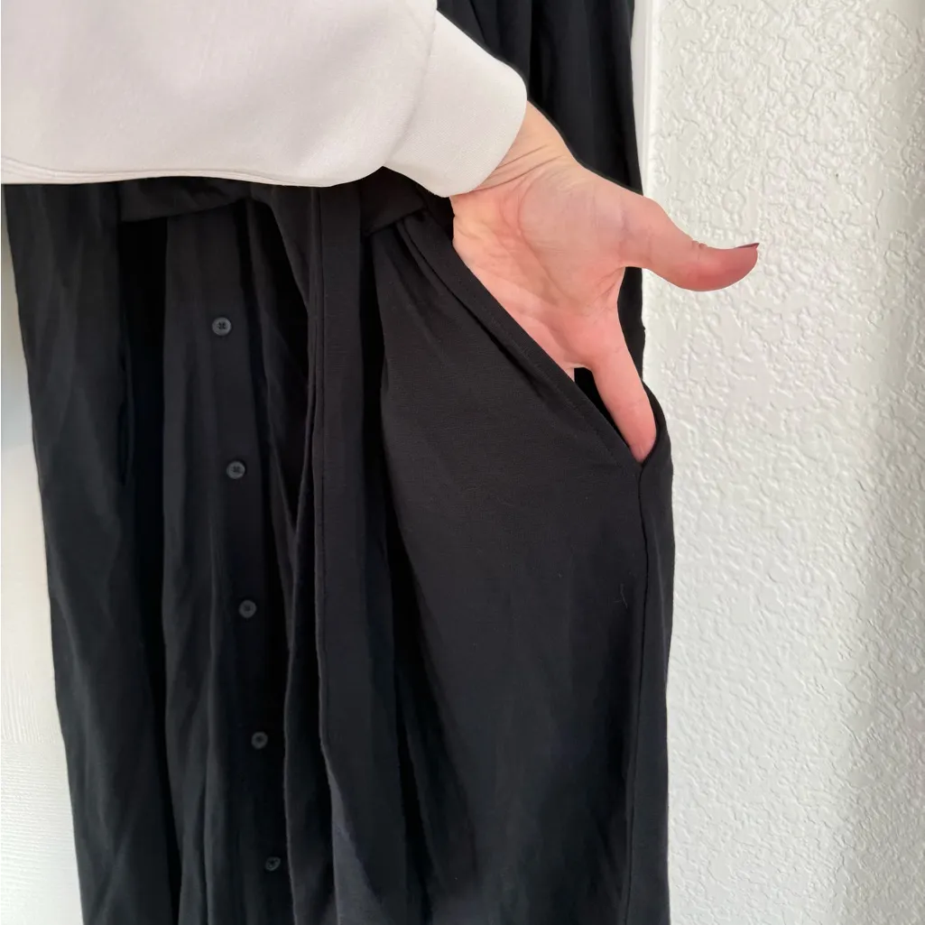 Jason Wu J Jason Wu Regular Draped Shirt Midi Dress Black Size XL Long Sleeve - Image 5