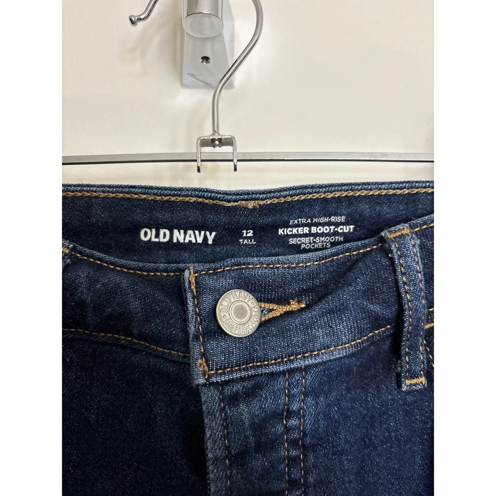 Old Navy Kicker Boot-Cut Jeans Womens 12 Tall 12T Extra High Waisted Blue - Image 3