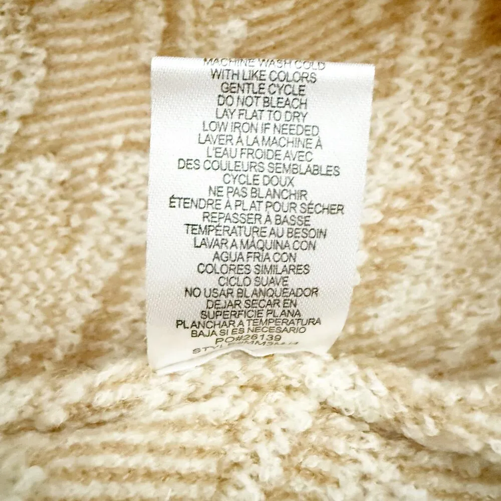 STUDIO B BY BOBEAU | Tan Off-White Houndstooth sweater Boxy Oversized | Large - Image 7