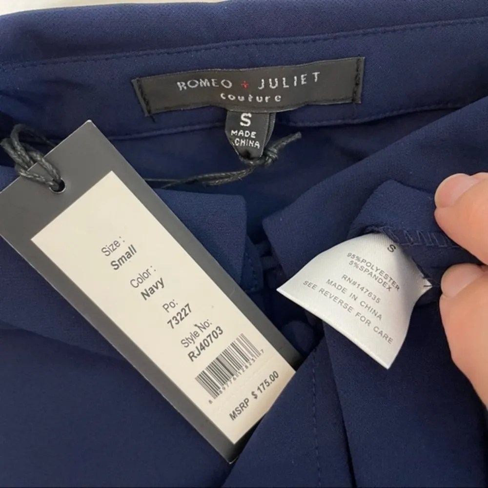 NWT Navy Blue Button Front Up Collared Shirt Dress Tunic Ponte Long Sleeve New - Image 3