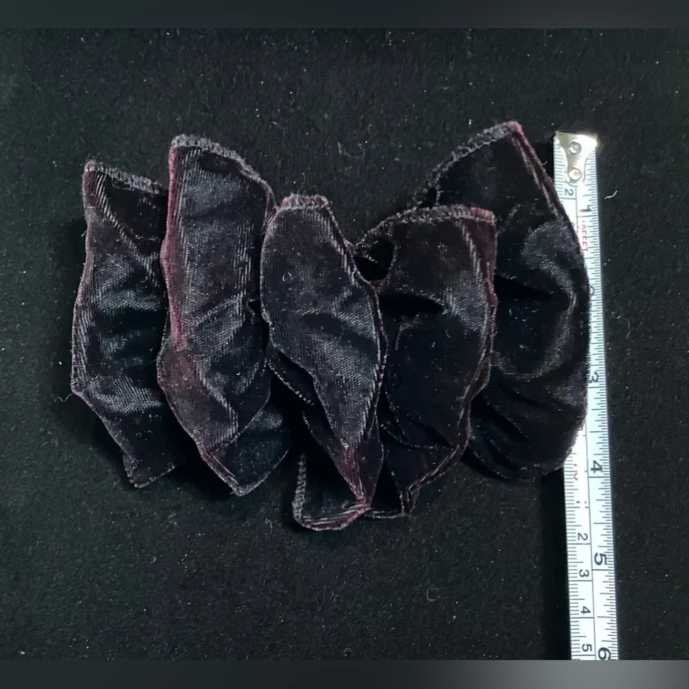 Vintage 90s Big Velvet Hair Bow Barrette Clip Ribbon Goodys Oversized Wine Red - Image 4