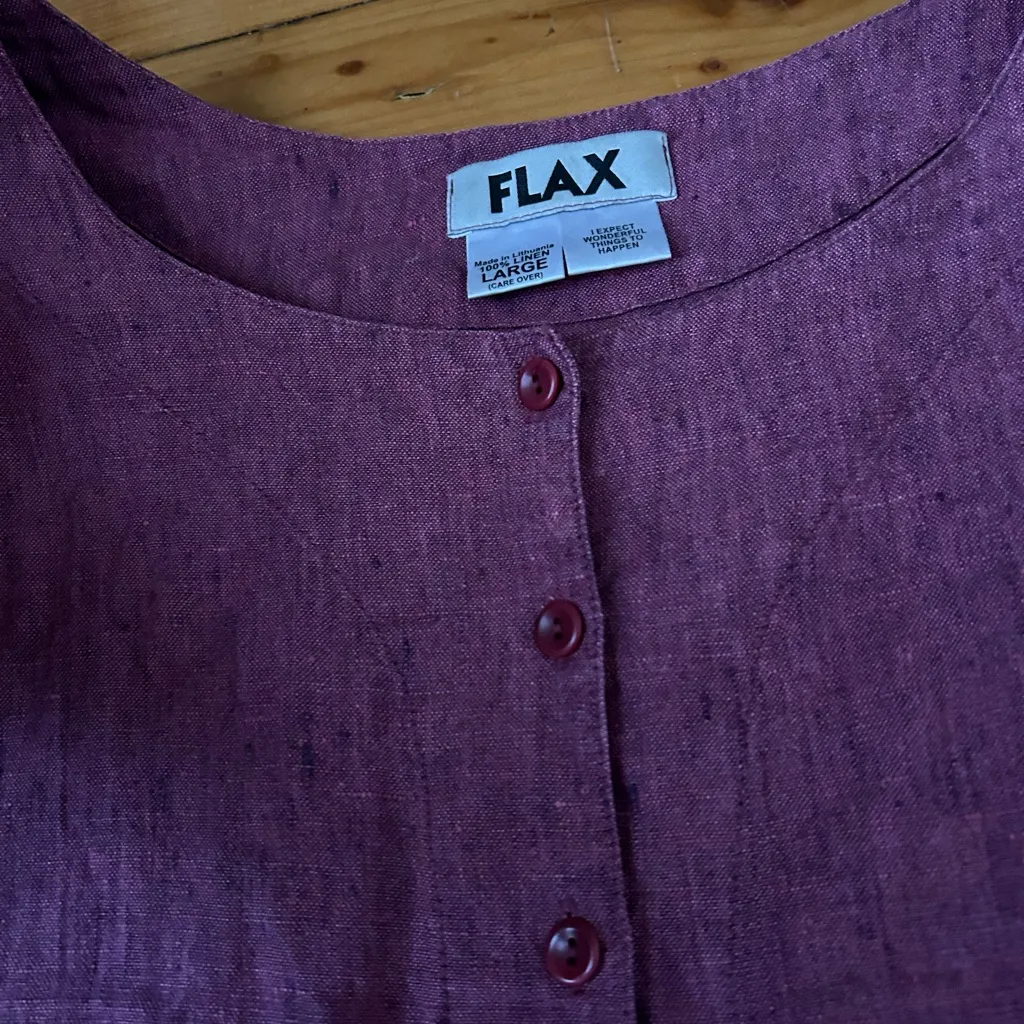 Flax Button front Purple Sleeveless Top large - Image 2