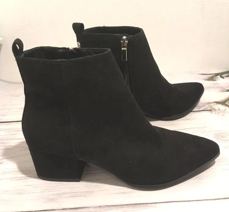 Black Suede Ankle Boots, Size 8W - Image 2