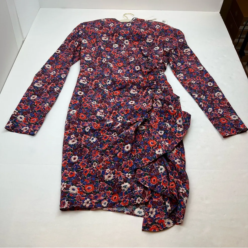 Veronica Beard Louella Berry Floral Print Silk-Satin Mini Dress 4 NEW *TINY FLAW - Image 16