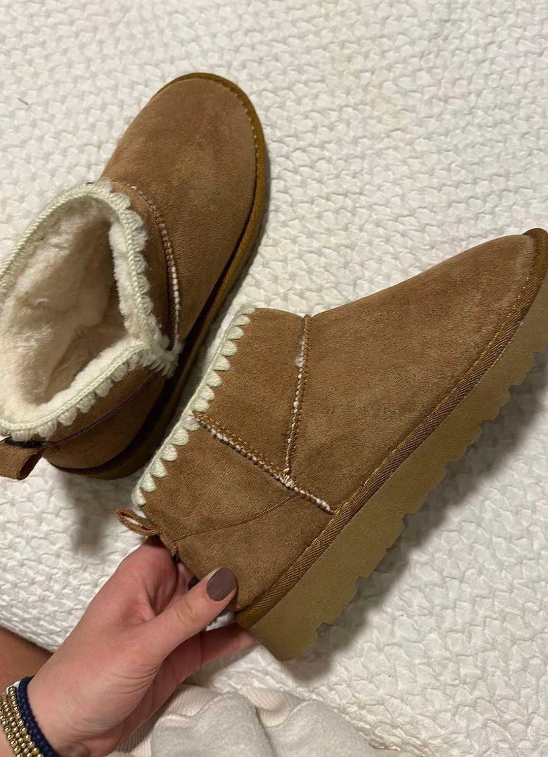 Sherpa Fur Lined Boots Brown Size 8 - Image 3