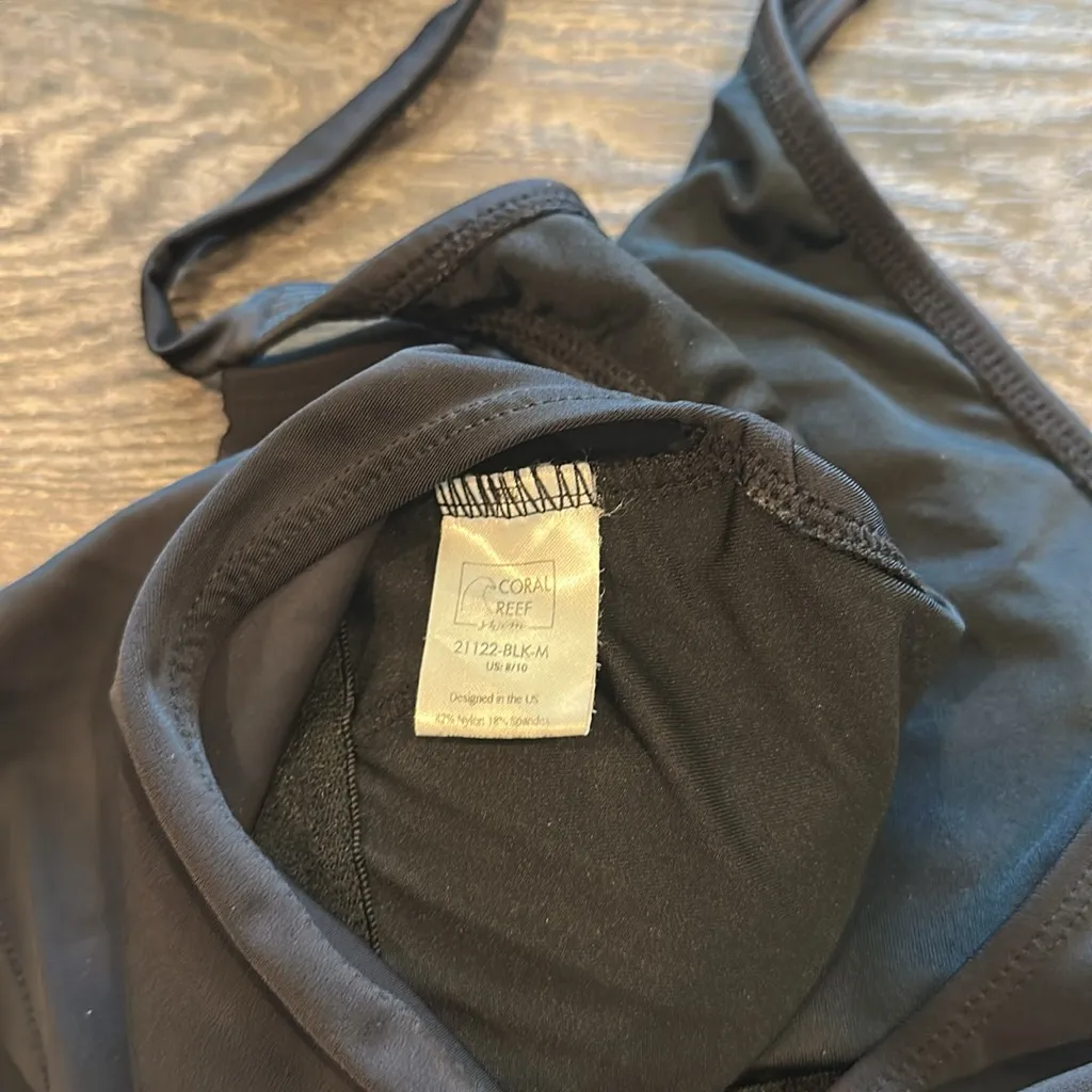 Coral Reef Medium Racha Black Halter Tie Bikini Top NWOT - Image 6