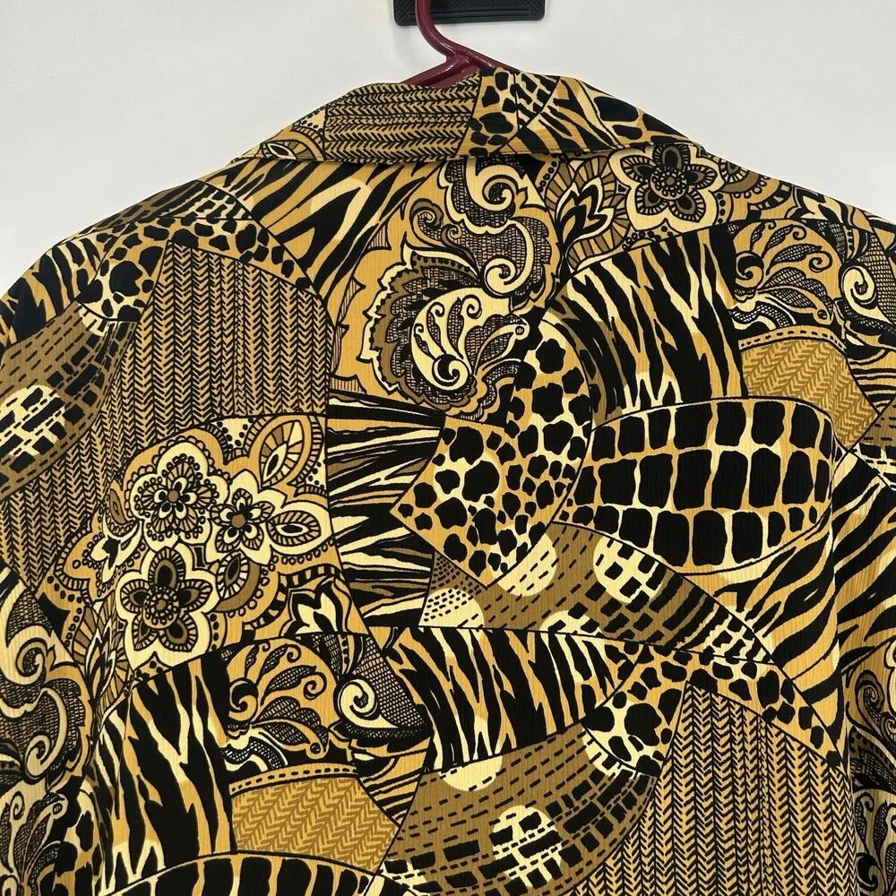 Vintage Notations Art To Wear Top Gold Leopard Paisley Print Layered Look Sz 3X - Image 7