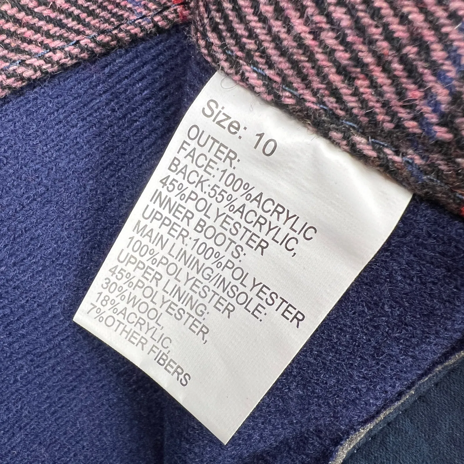 Muk Luks Blue Faux Suede Winter Boots Red Plaid Calf Lining NEW Women’s Size 10 - Image 9