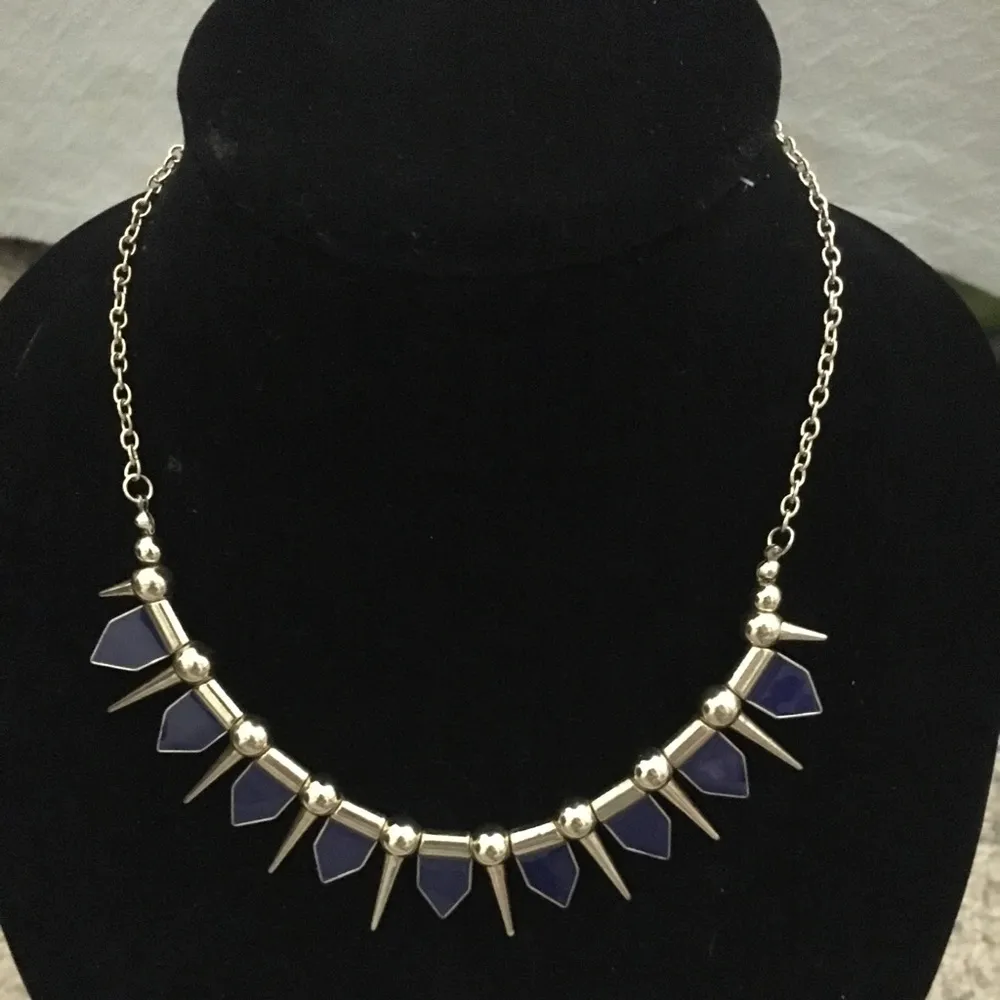 Akira Blue & Gold Statement Necklace - Image 2