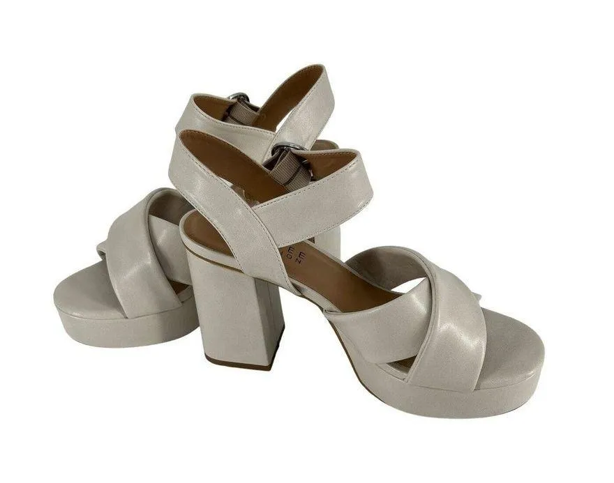 Journee Collection Womens Akeely Foam Mid Heel Platform Sandals Sz 9.5 Note Flaw - Image 4