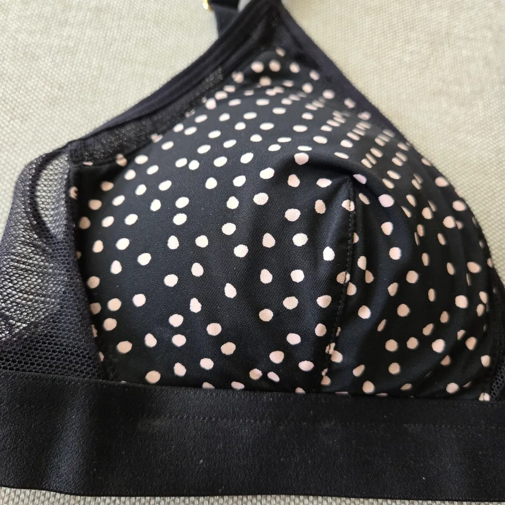 All.You. LIVELY Mesh Bralette size S Polka Dot Black - Image 4