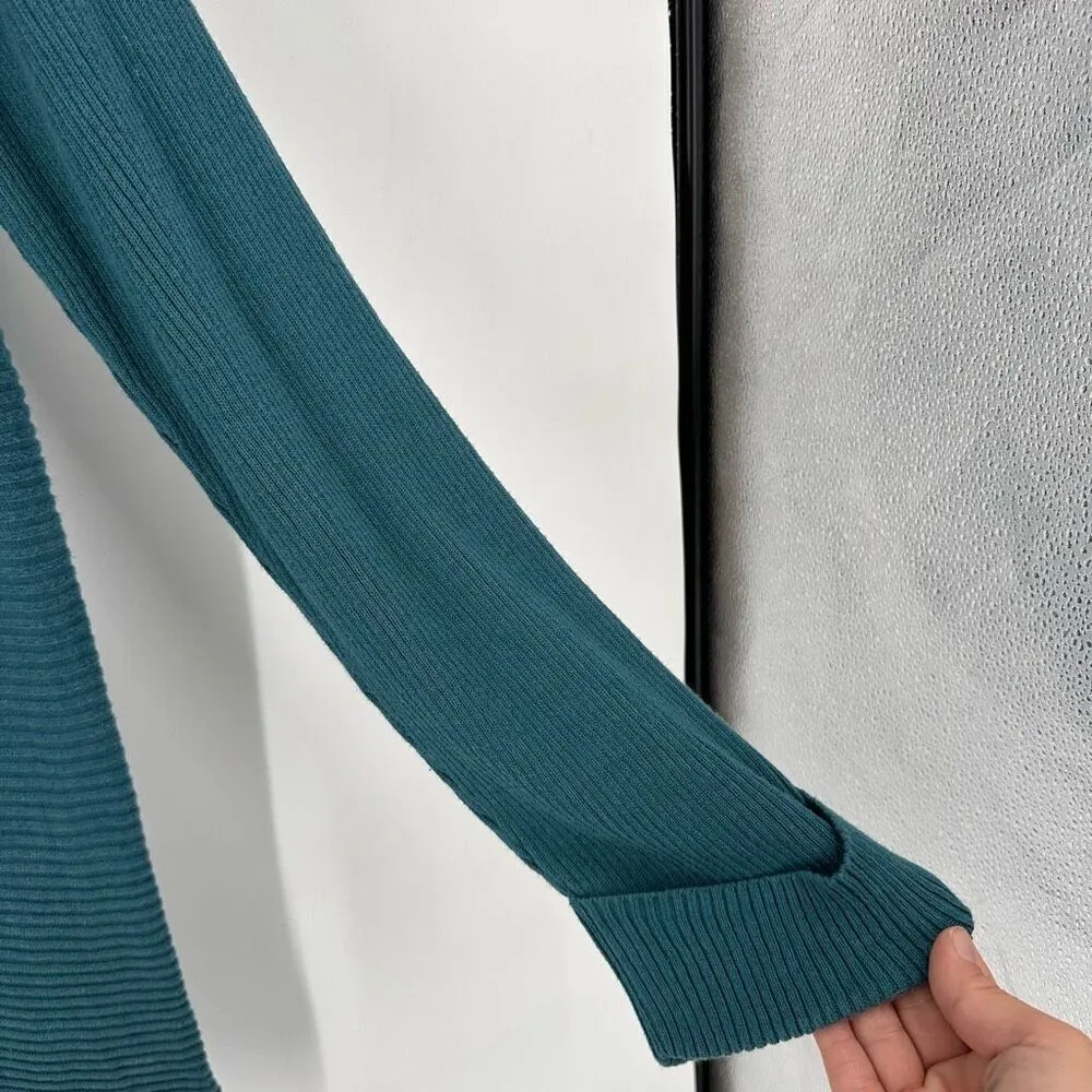 Logo Lori Goldstein Women's Ribbed Stitch Cloudia Sweater Teal Large Mock‎ Neck - Image 7