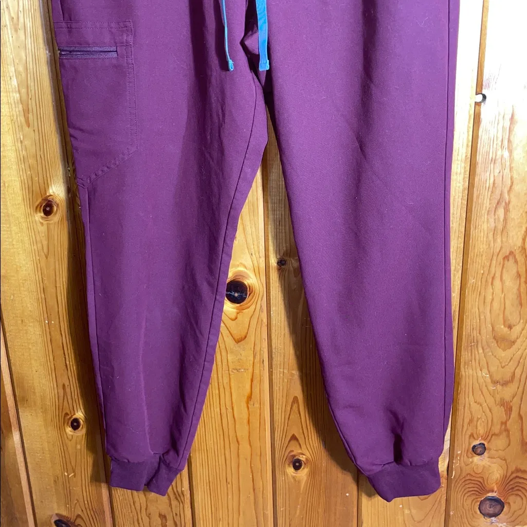 Fig High Waisted Zamora Jogger Scrub Pants burgundy size large nurse scrubs pant - Image 4