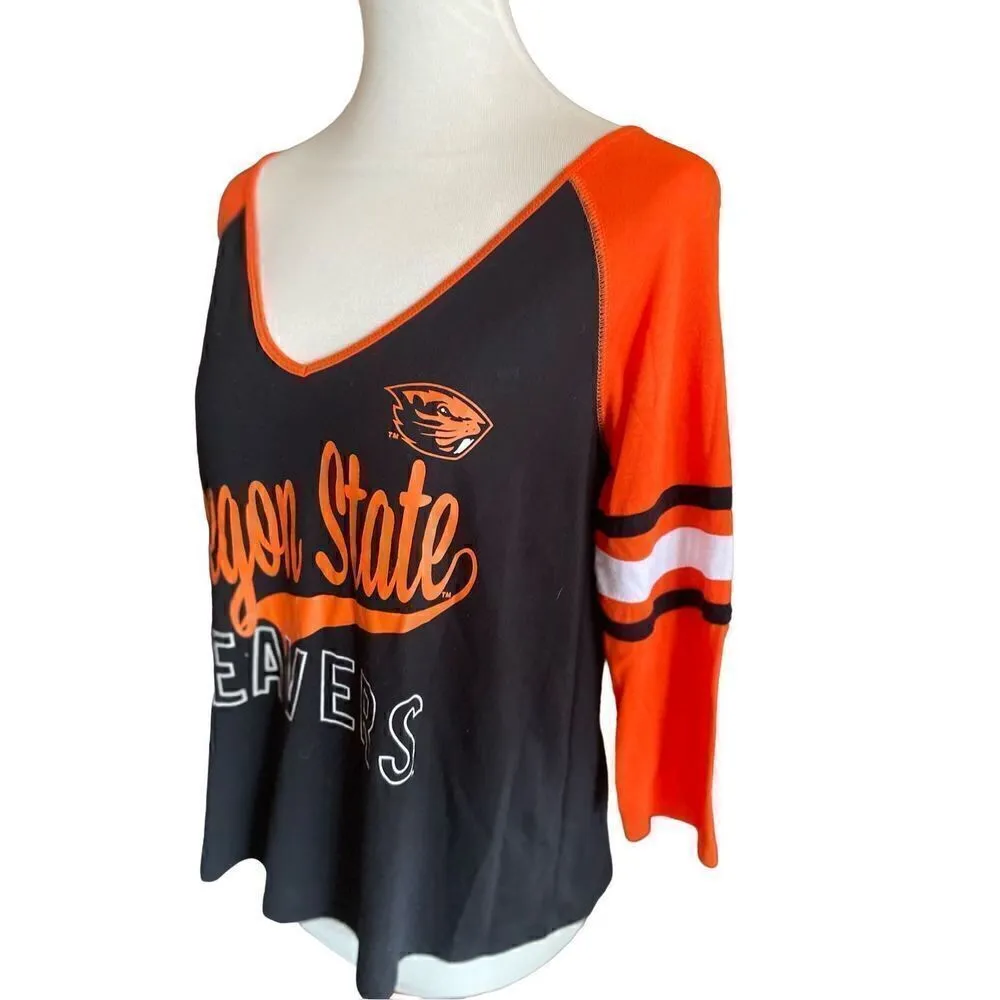 Colosseum Oregon State Beavers Black/Orange Women’s V-Neck Top Size Medium-NWOT - Image 5
