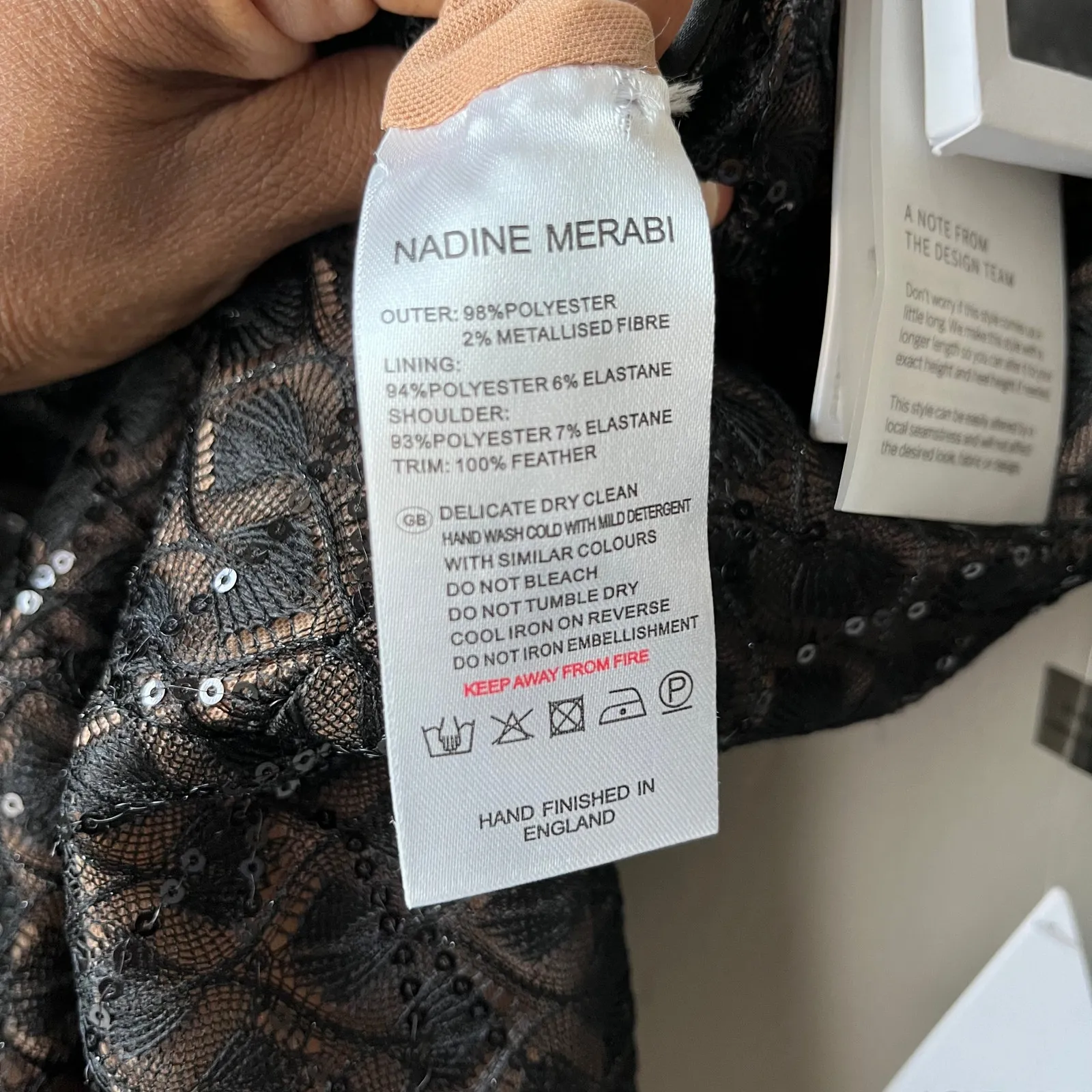 Nadine Merabi Rachel Black Lace Feather Trim Plunge V - Image 10