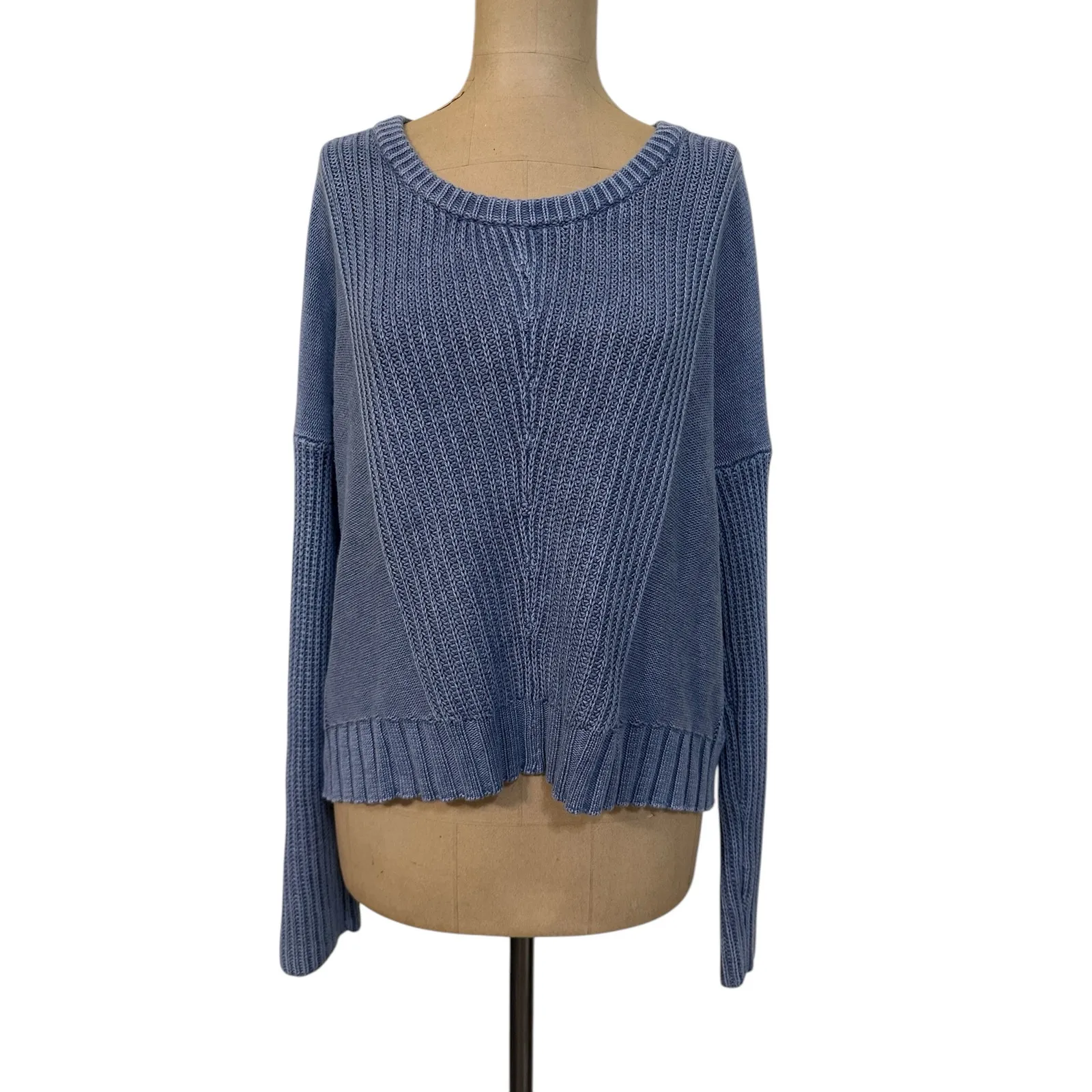Rails Sweater Elsa Cropped Pullover Vintage Indigo Blue Cotton size Large - Image 4
