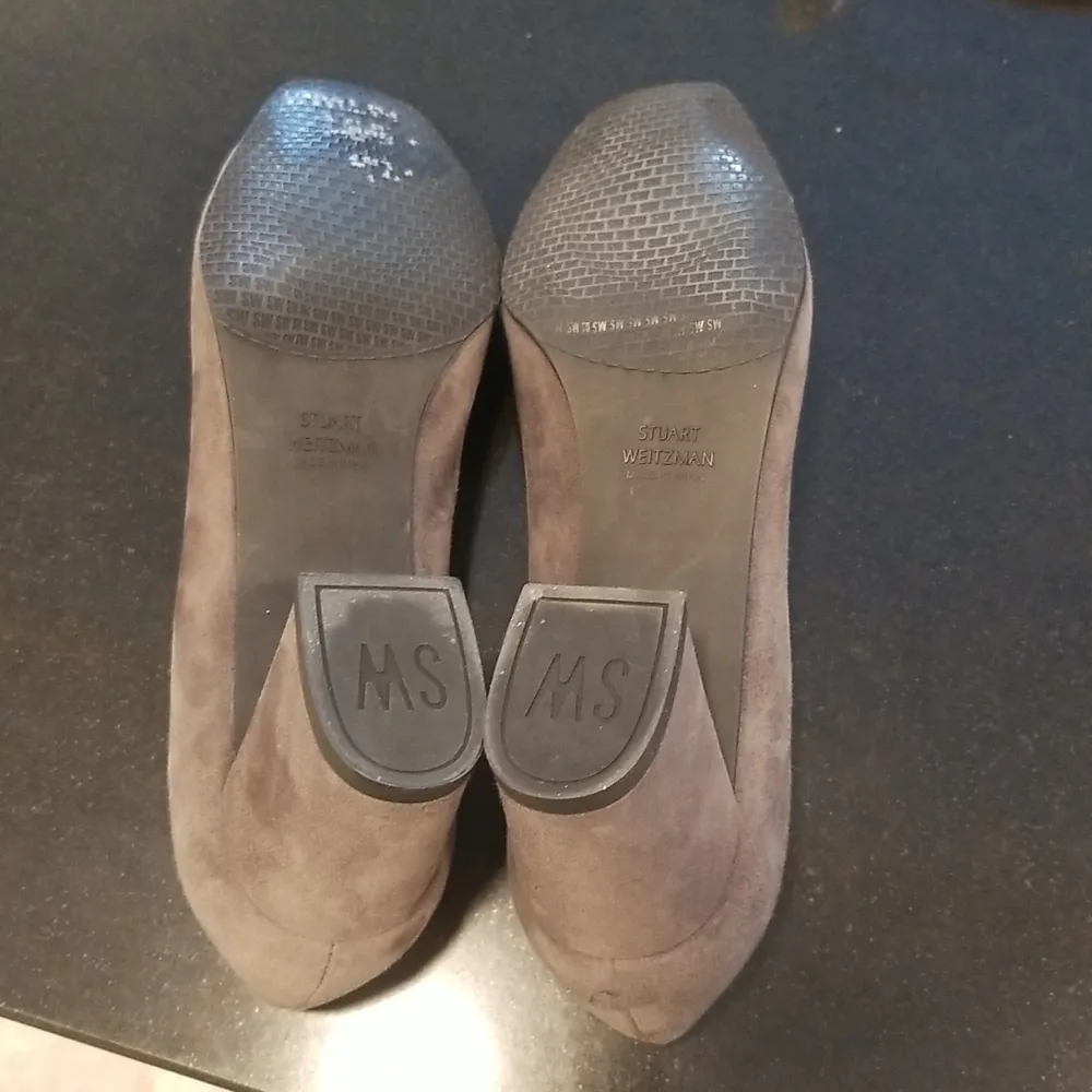 💕STUART WEITZMAN💕 Marymid Suede Block-Heel Pumps ~ Grey Size 9 - Image 11