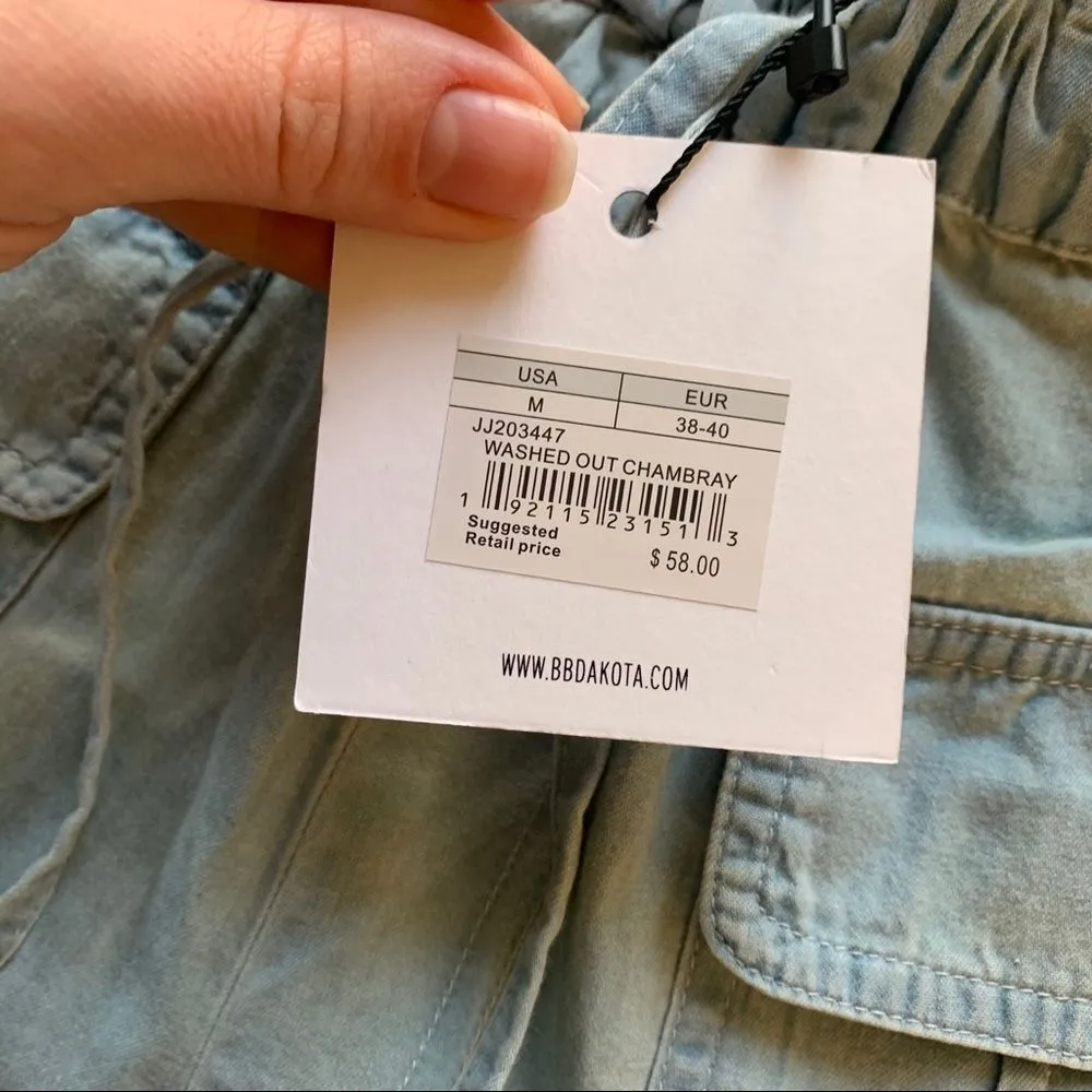 $5/$25 NWT BB Dakota Paper Bag Shorts Pocket Front Light Wash Size Medium - Image 3