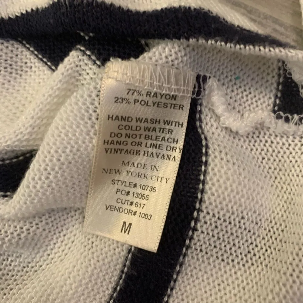 Striped sheer knit sweater with button back detailing size M White Size M - Image 4