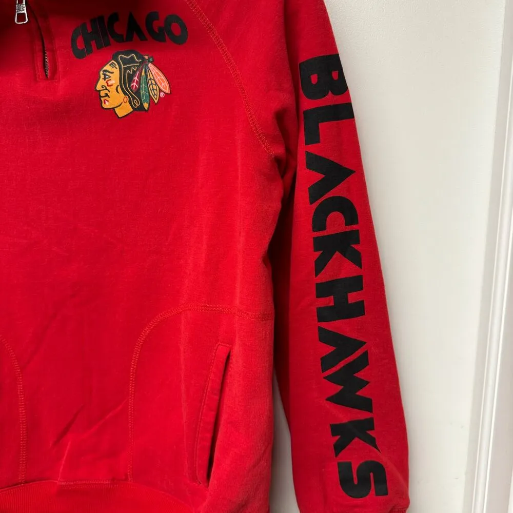 47 Chicago Blackhawks Red Pullover Quarter Zip Sweatshirt Womens Size Small - Image 3