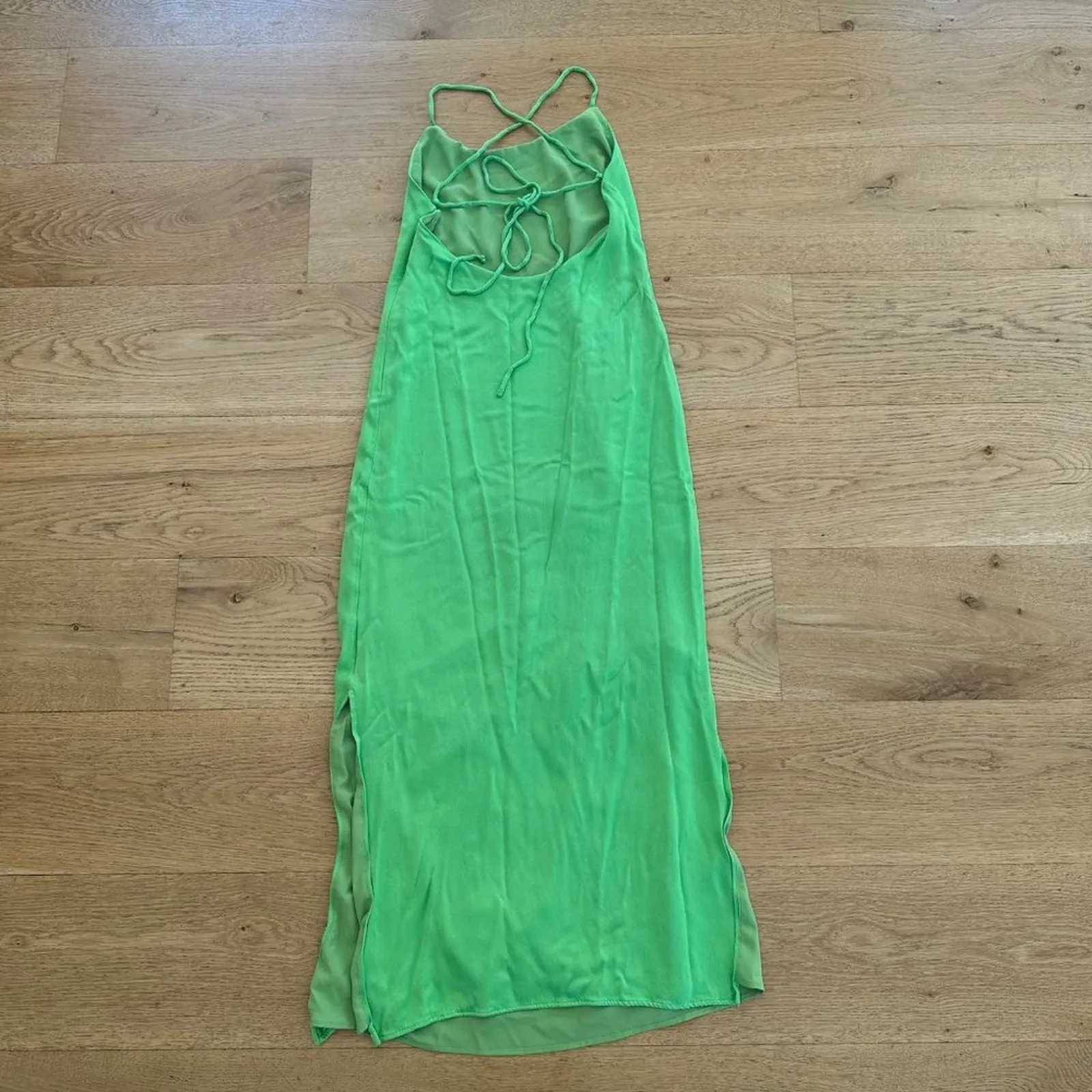 Something Navy - Silky Essential Slip Dress in Green - Image 4