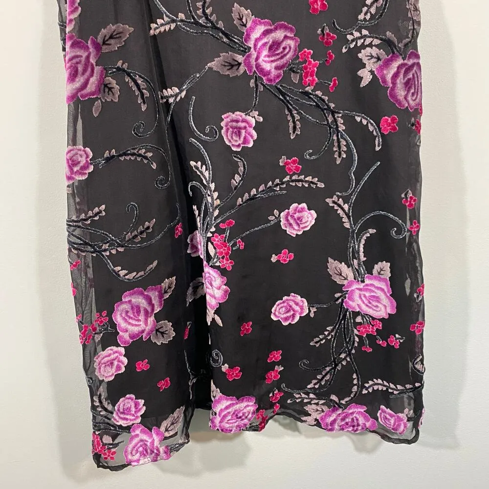 Wild Pearl Women's Multicolor Floral Burnout Velvet Tank Dress Size S Fairy - Image 3