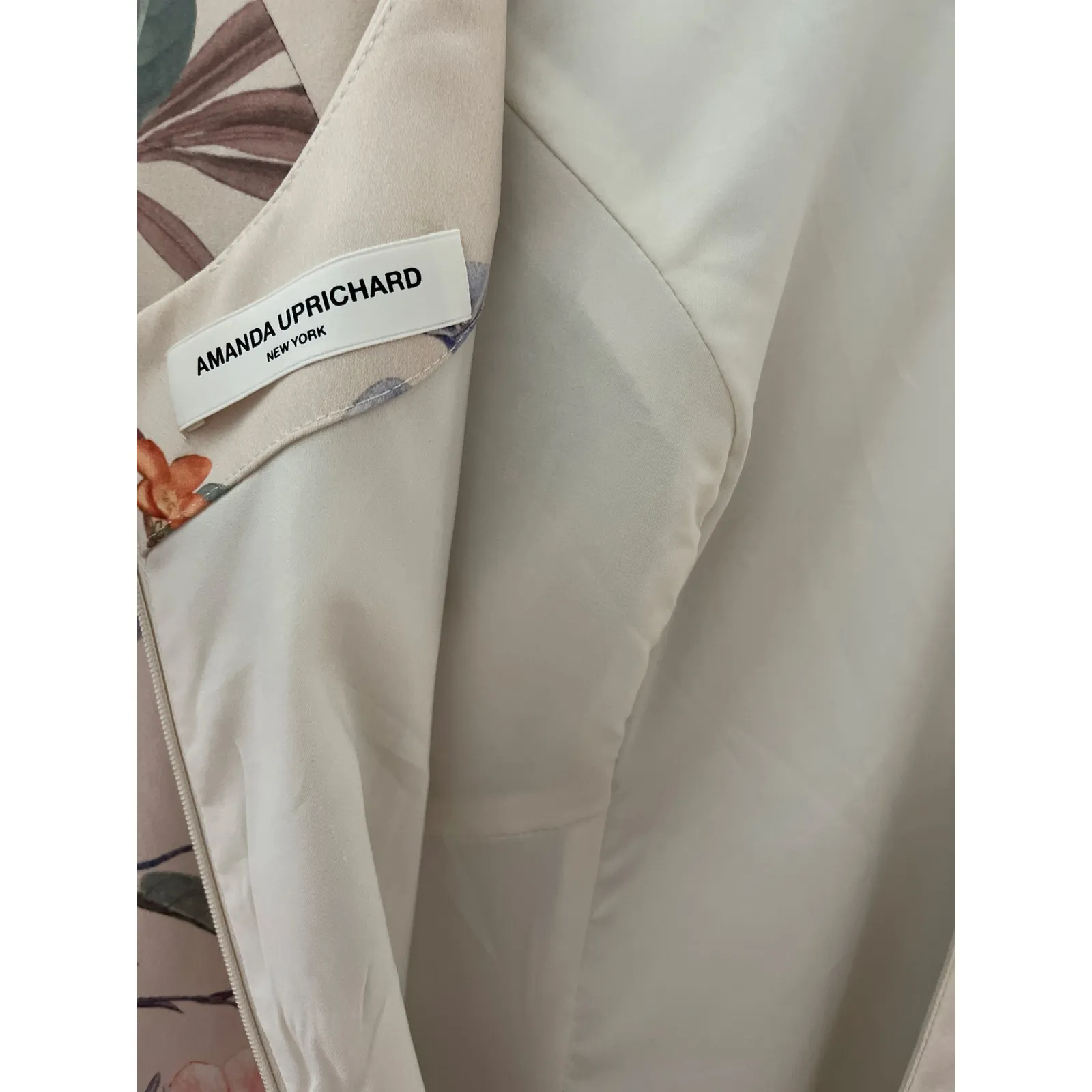 Amanda‎ Uprichard Floral Satin Evalina Ruffled Hem Midi Dress Size Small - Image 10