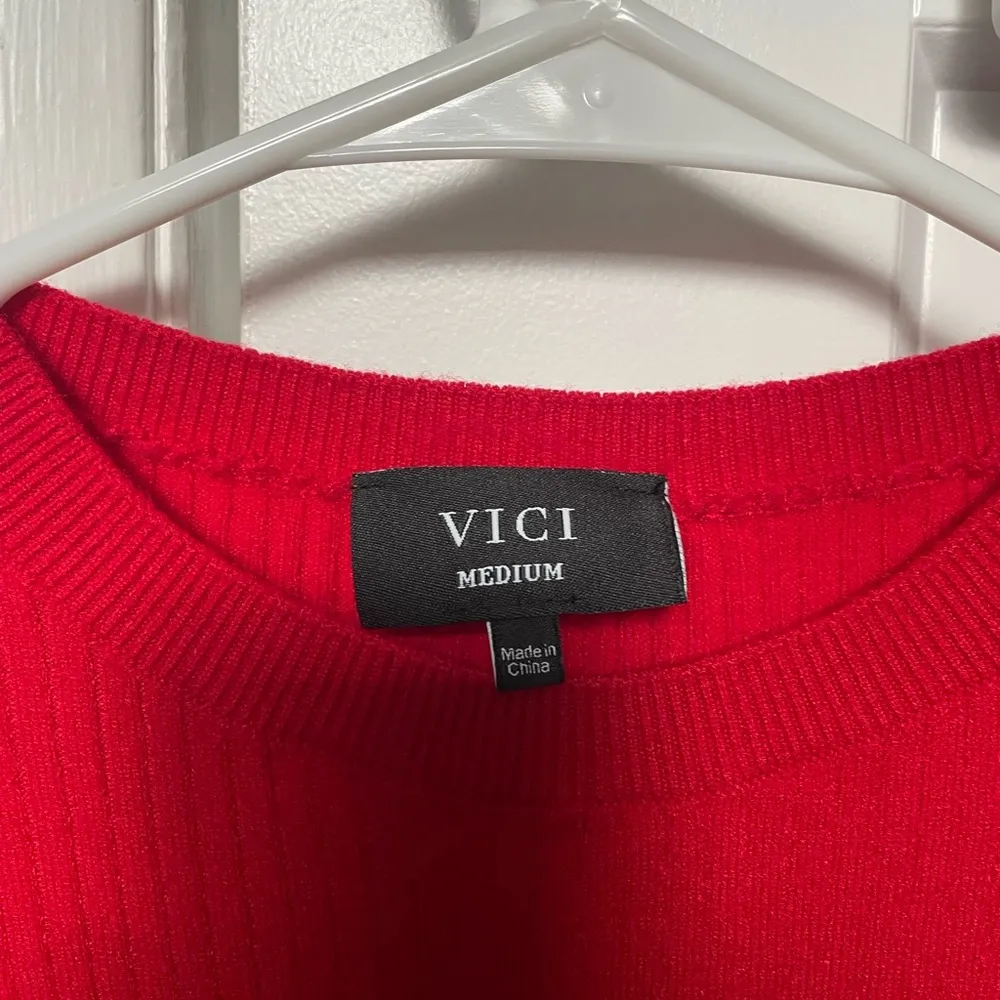 Vici Red Fitted Bell Sleeve Blouse - Image 2
