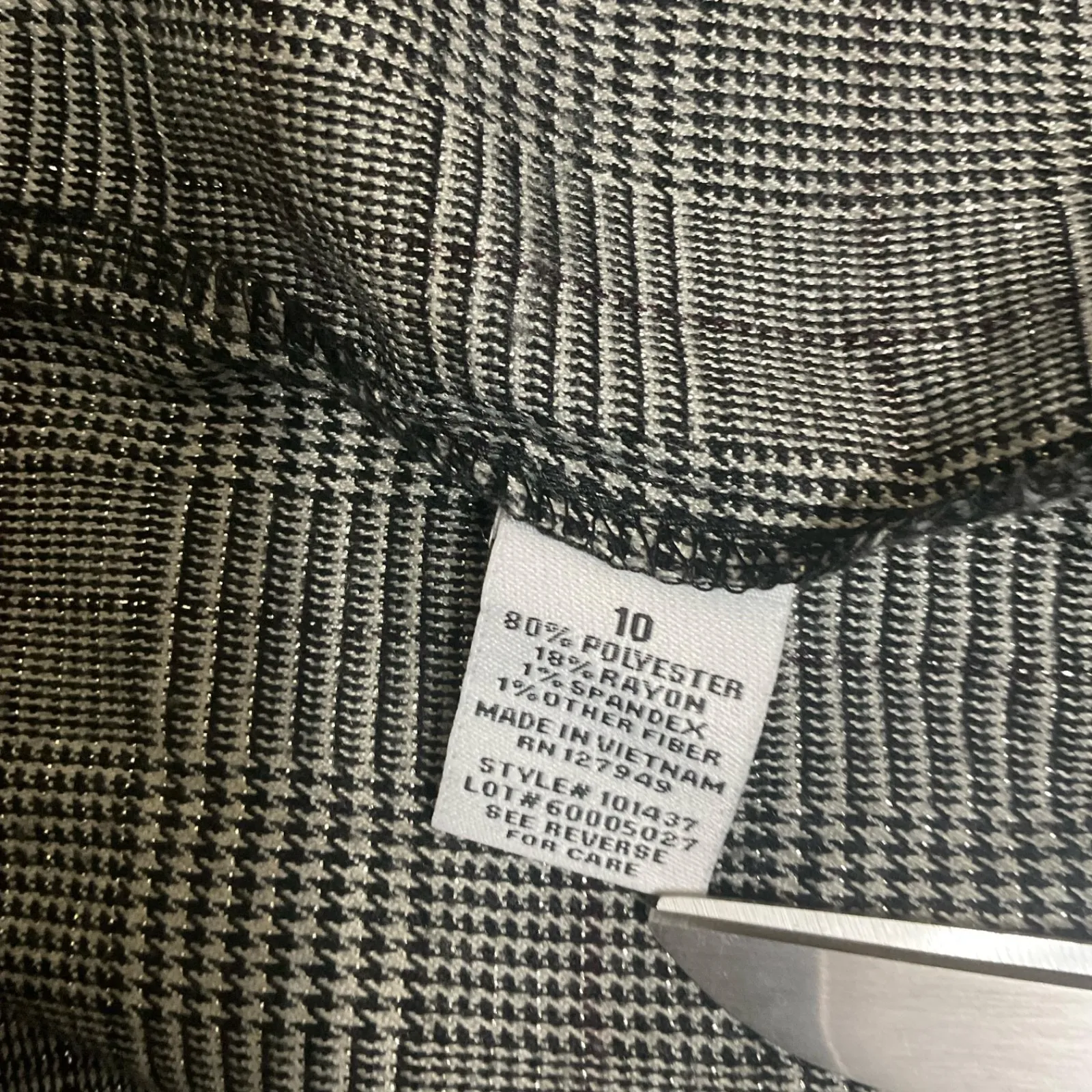 Emma & Michele Black White Houndstooth Print Ruffle Cuff Workwear Dress Size 10 - Image 11