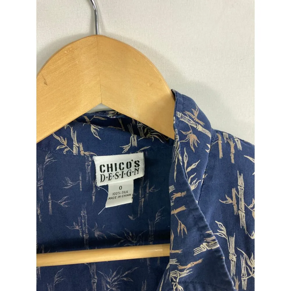 Chicos Silk Bamboo Pant Print Button Up Blouse Size 0 / Small - Image 4