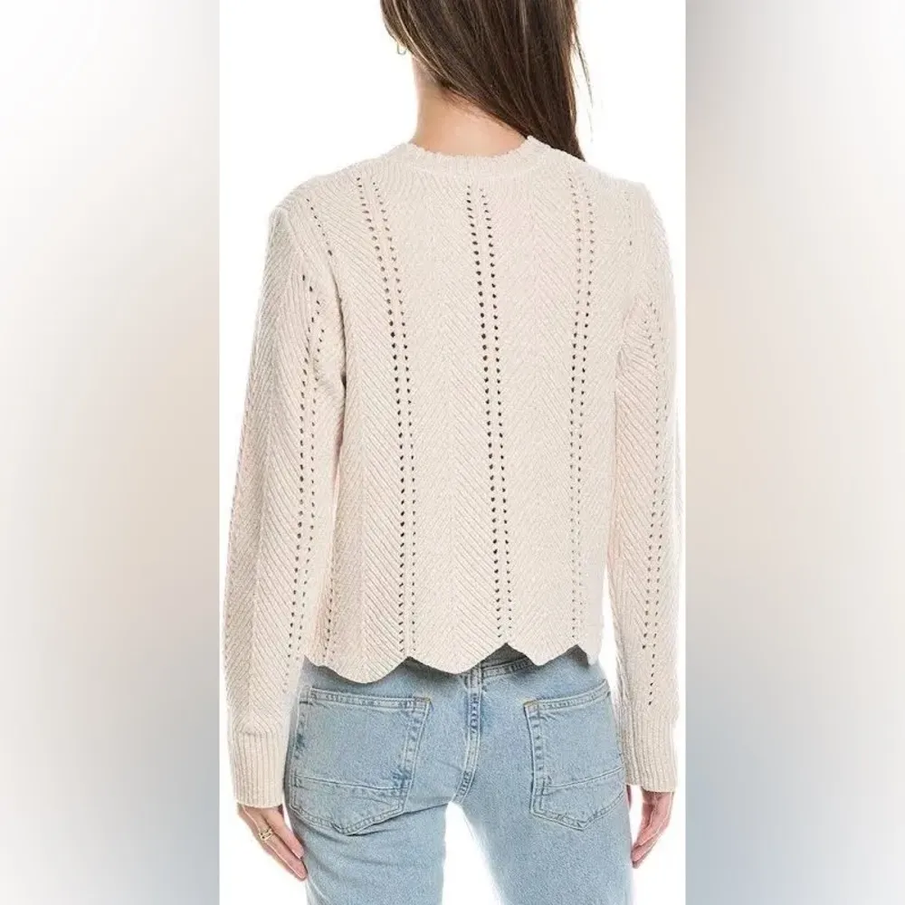 Michael Stars Sweater Lakin Cropped Crewneck Pullover Chenille Chalk XSP NWT - Image 3