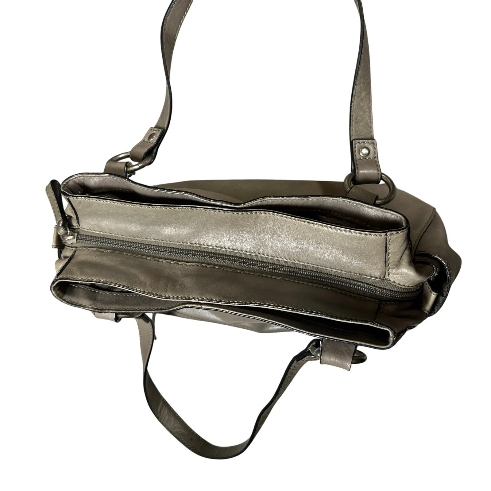 Fossil Gray Leather Satchel Shoulder Bag - Image 5