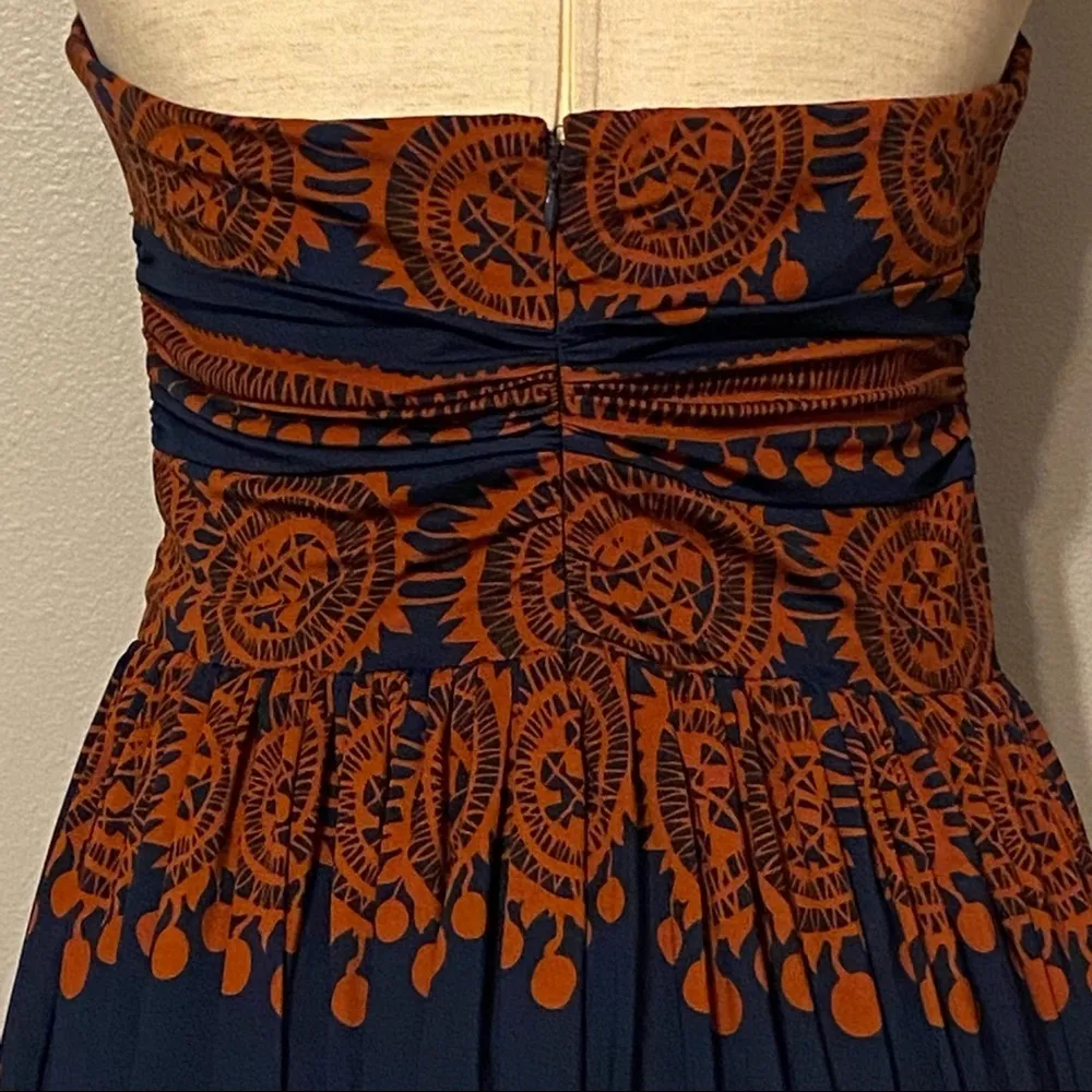 Anthropologie Girls From‎ Savoy Orange Blue Strapless Dress Size Small - Image 5