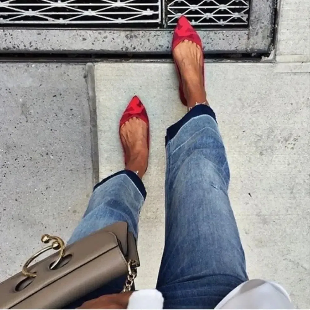 Rothy's The Point Red Camo Pointed Toe Flats Size W7 - Image 2