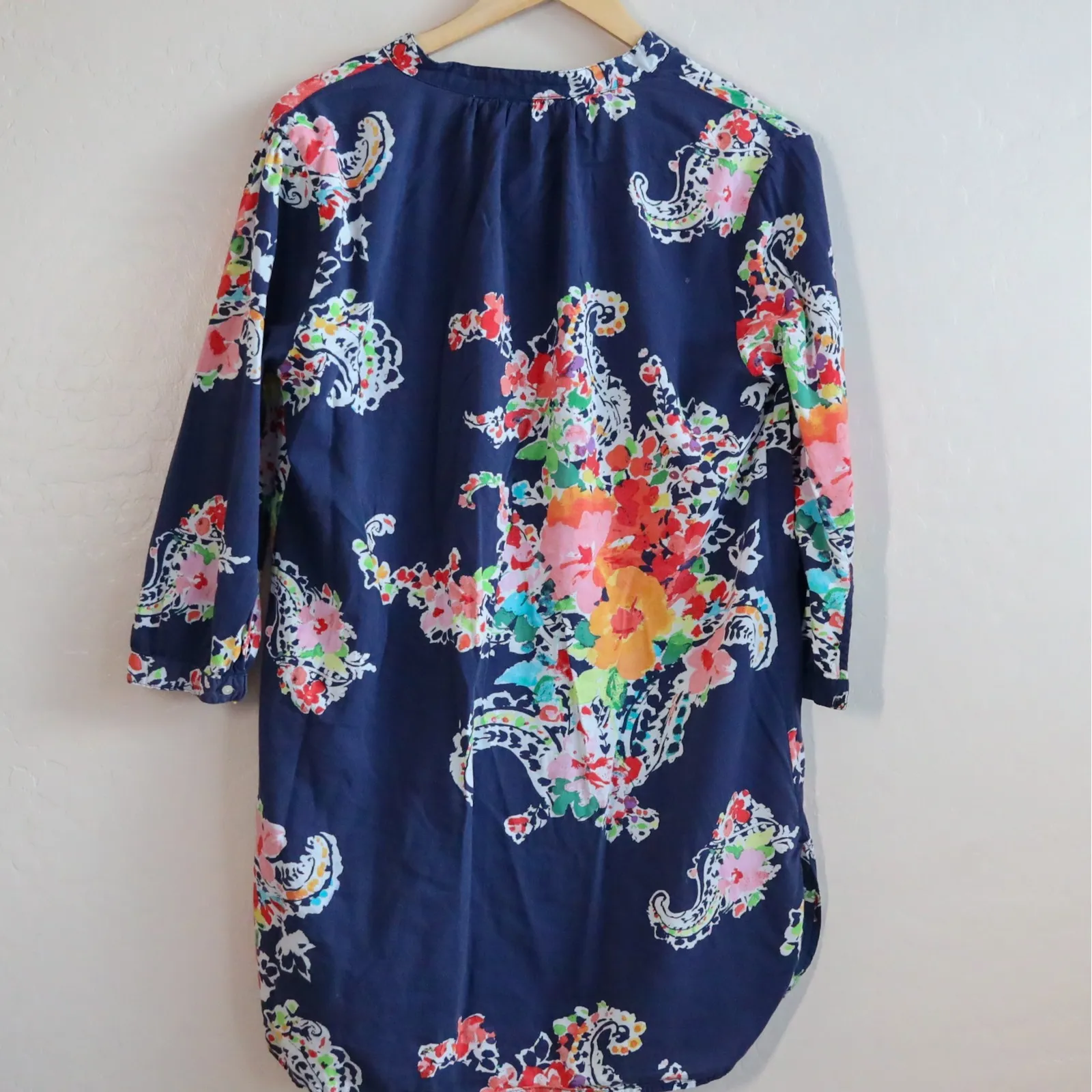 Lauren Ralph Lauren Floral Paisley Print Poplin Dress Tie Long‎ Sleeve Size S - Image 4