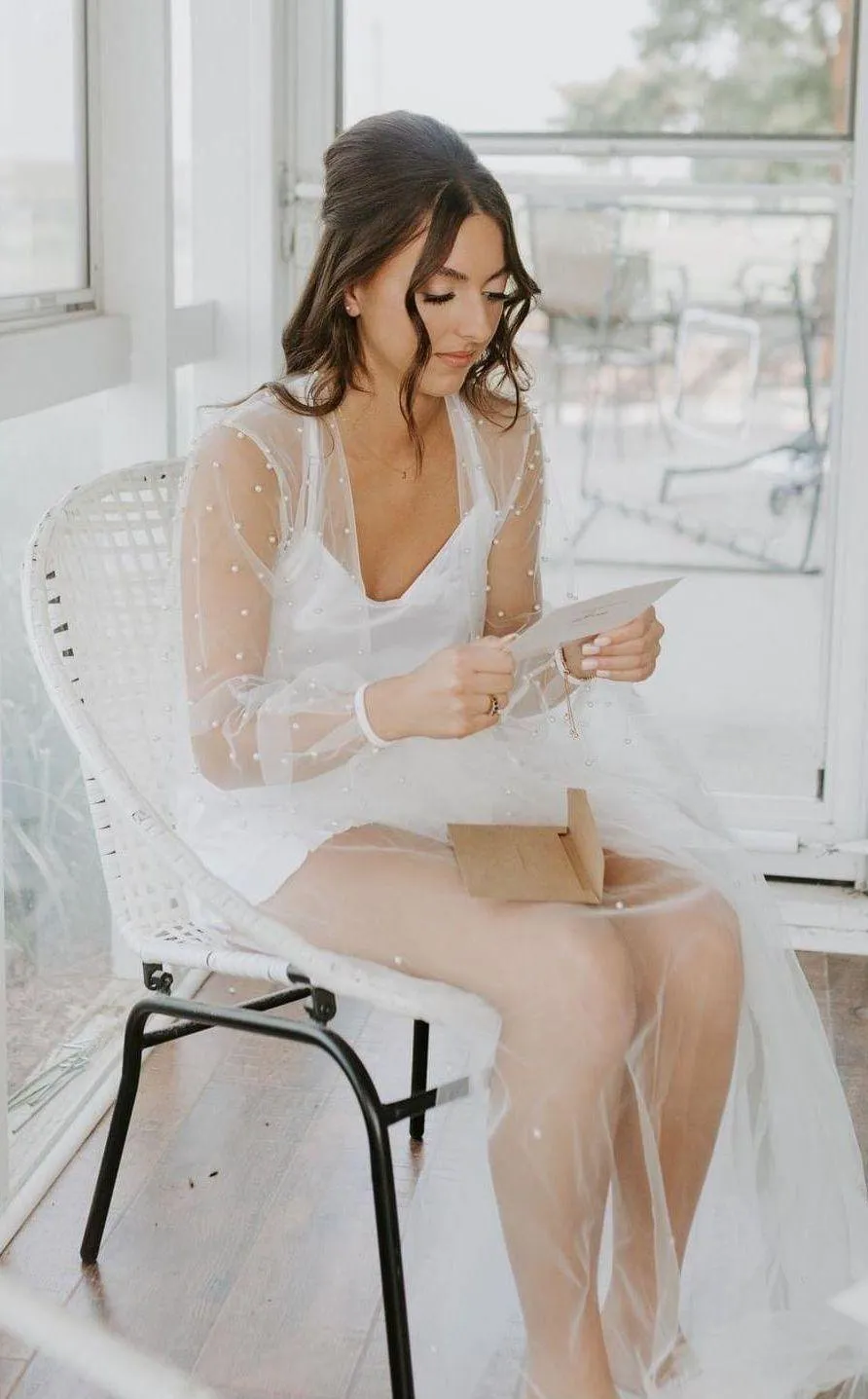 Bridal White Pearl Robe - Image 2