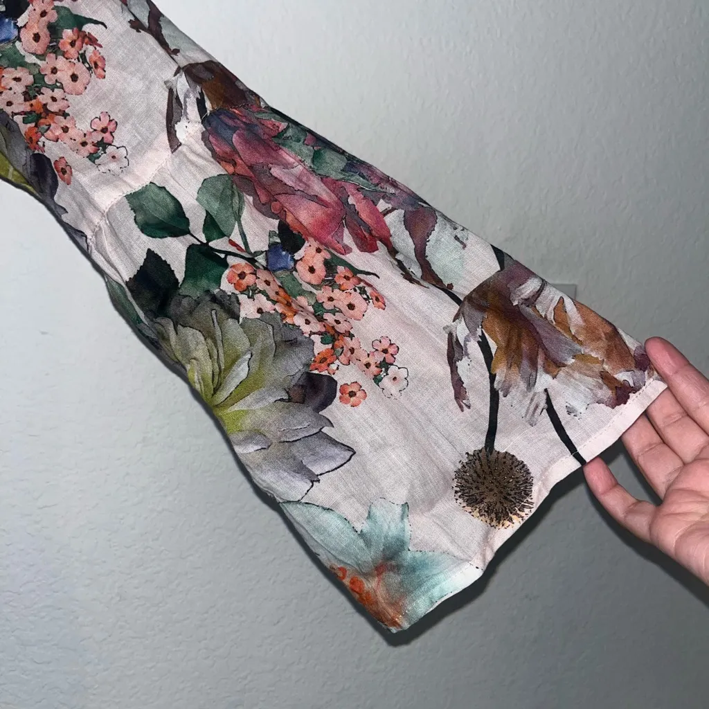 Johnny Was Workshop Flare‎ Sleeve Tunic Floral Ramie Linen Dress XS NWOT - Image 5