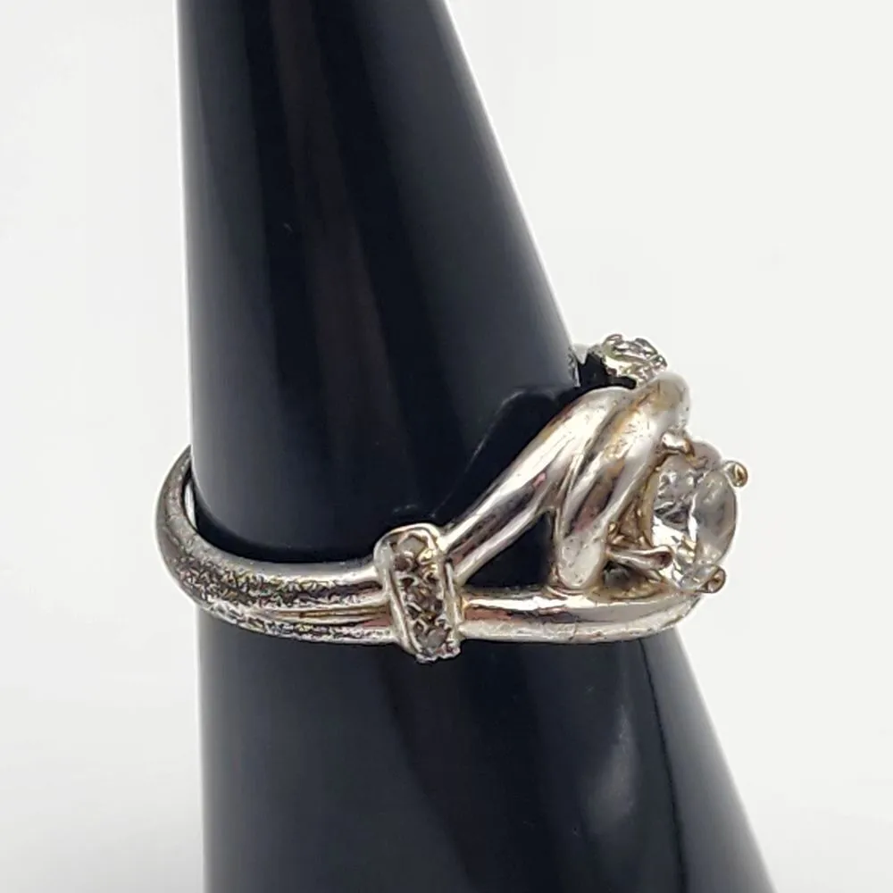 Avon NVC Eternal Promise Silver Tone & Clear CZ Ring (8) Silver - Image 3